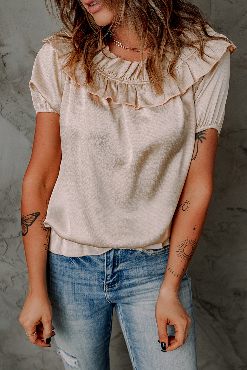 Good Vibes Pleated Short Sleeve Top
