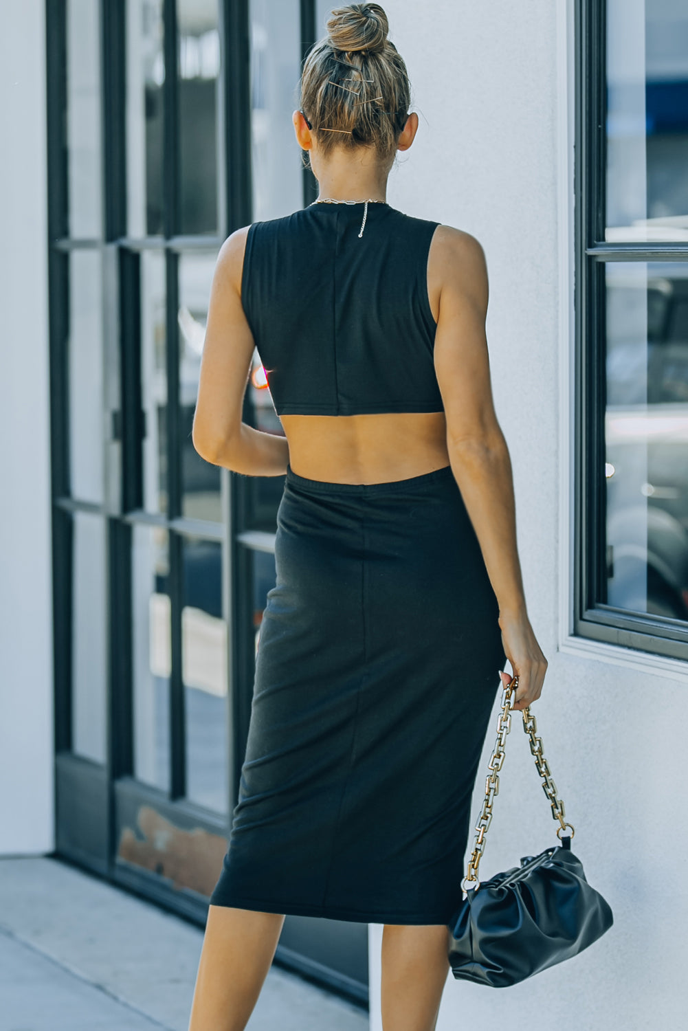 Plot Twist Front Cutout Tank Midi Dress