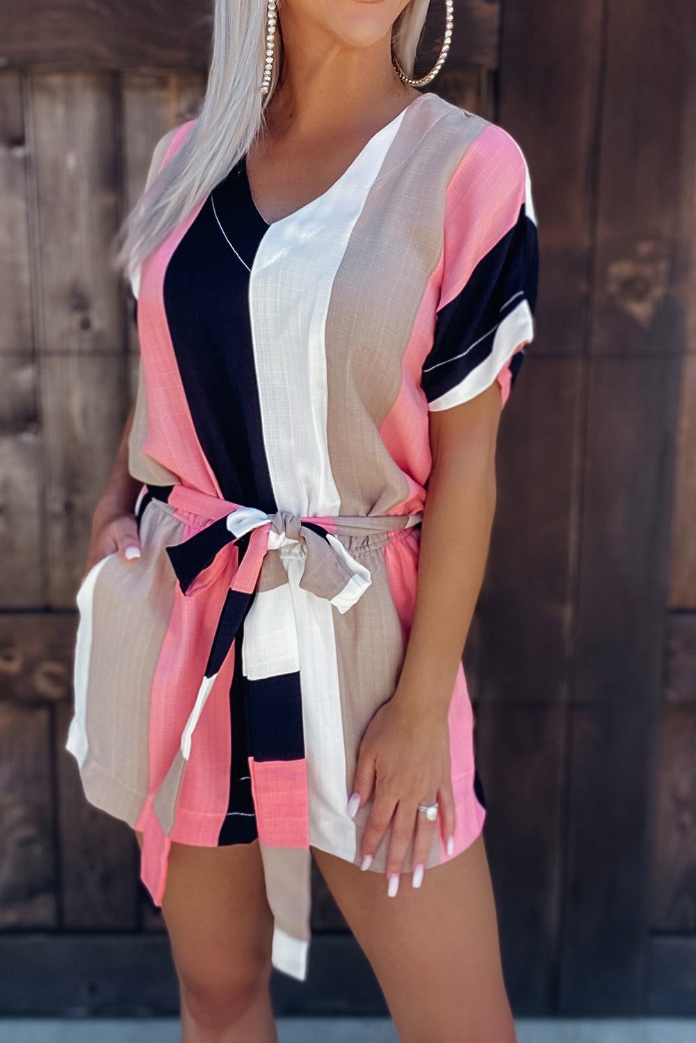 On A Trip Striped High Waist Romper