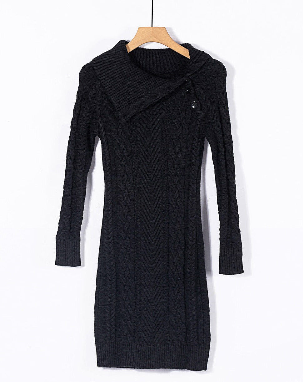 Feeling Warm Asymmetric Collar Sweater Dress For Sale - Fashion Clothing | Upskalez