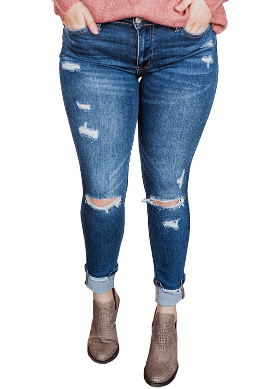 Good Mood Distressed Plus Size Jeans